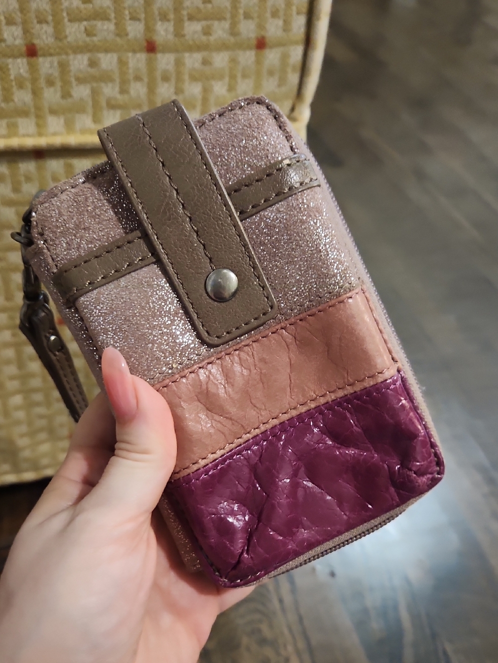 The Sak Colorblock Wristlet Wallet - Taupe, Dusty Rose & Plum